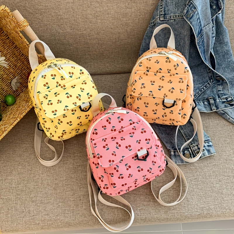 

Cute Mini Cherry Print Small Backpack, Girls Daily Travel Backpack