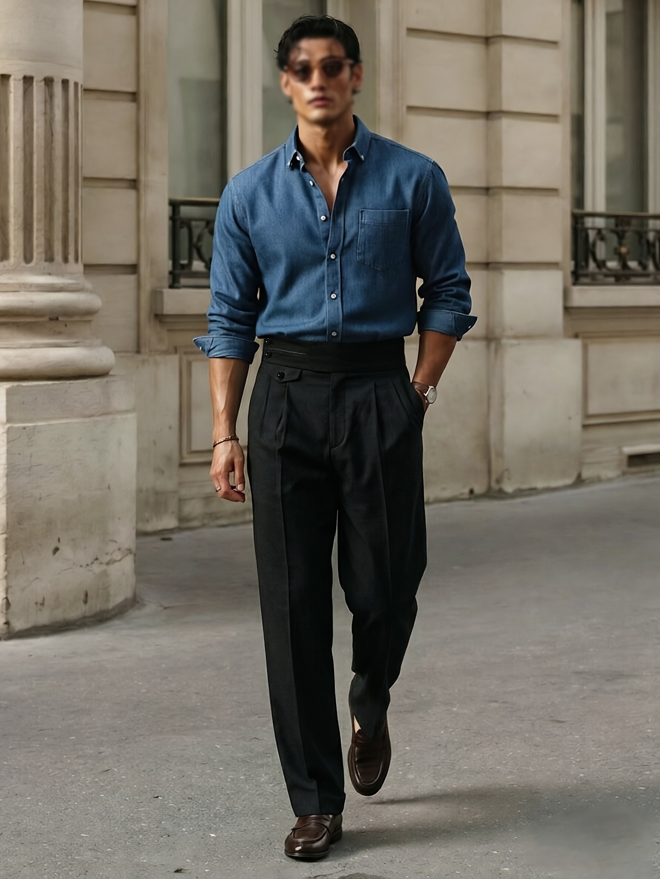 open lace back dress Men's vintage pleated pants  Style Old Money