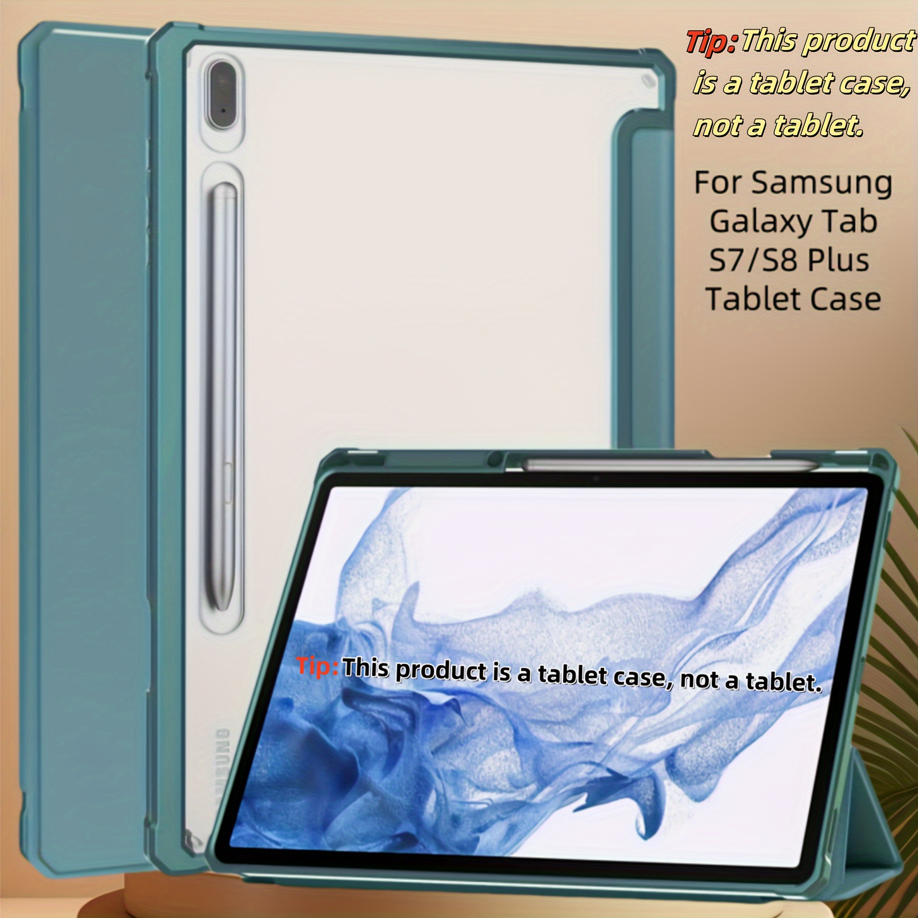 

2024 New Protective Case S7/s8/s8 Fe/s7 Plus/s8 Plus Triple Fold Acrylic Transparent Anti-bending 11/12.4-inch Tablet Case With Pen Slot