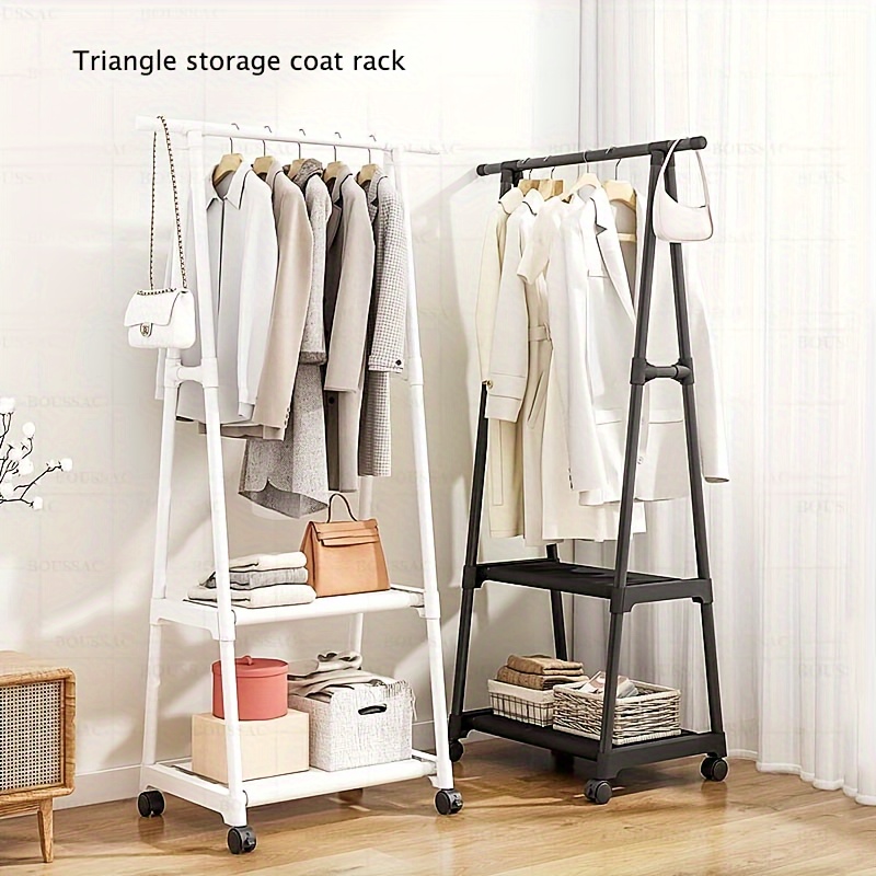 

Versatile Rolling Clothes Rack With Shelf - Compact Metal Hanger For Bedroom, Ideal For Hanging Clothes & Accessories