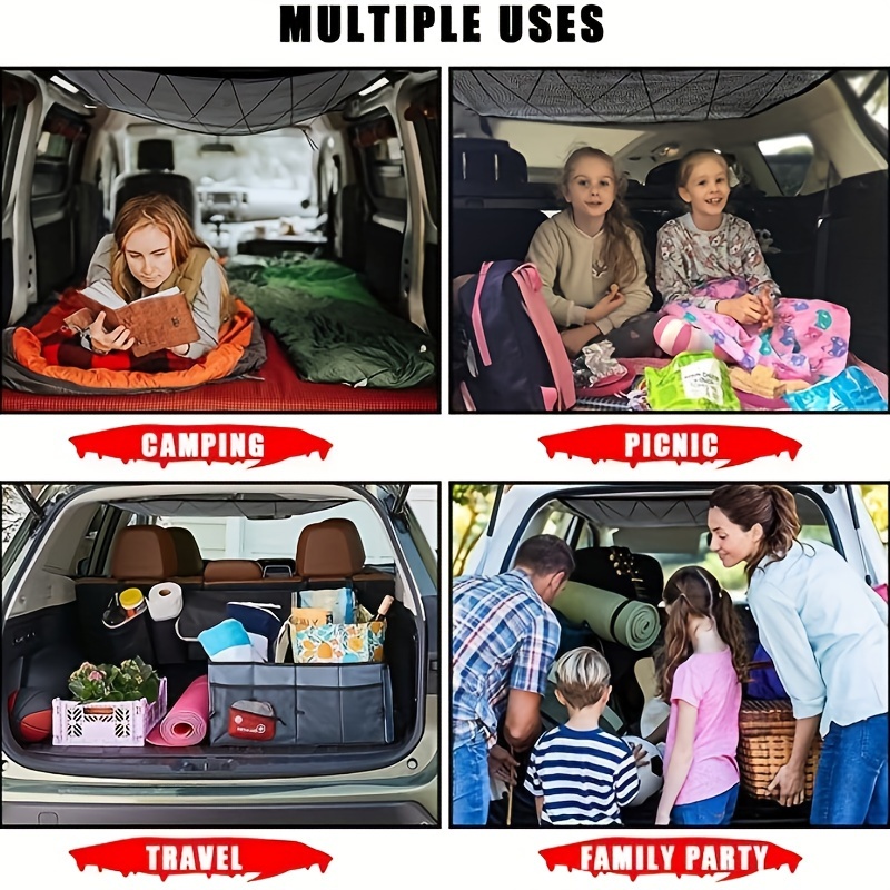 heavy duty car ceiling cargo pockets double layer mesh organizer for trucks suvs road trips camping Product details 2