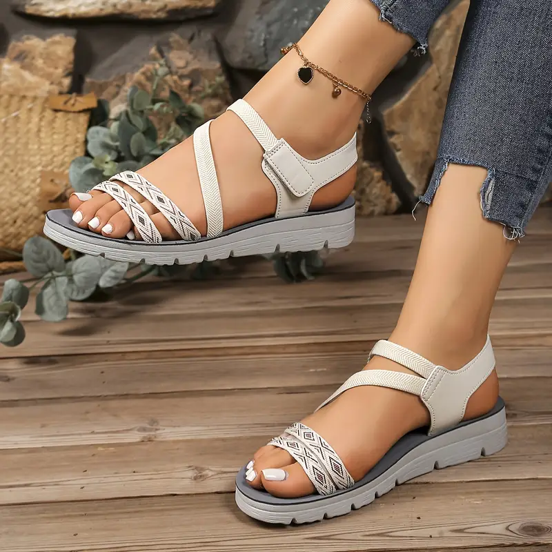 womens summer sandals lightweight breathable slip ons with soft tpr sole open toe for pool casual outfits grey blue accents soft cushioned insole easy clean wide width sandals leisure footwear adjustable straps durable pool footwear stylish fabric upper comfortable Product details 7