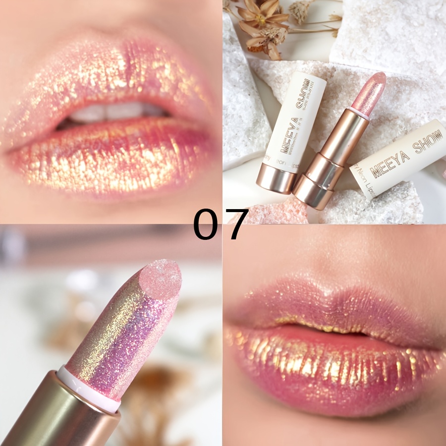 Glitter Metallic Shimmer Lipstick With , Shiny Gilded Lipstick In Nude Brown/peach Pink/pink Golden/metallic , Versatile For , Cosplay Princess, And Natural Makeup