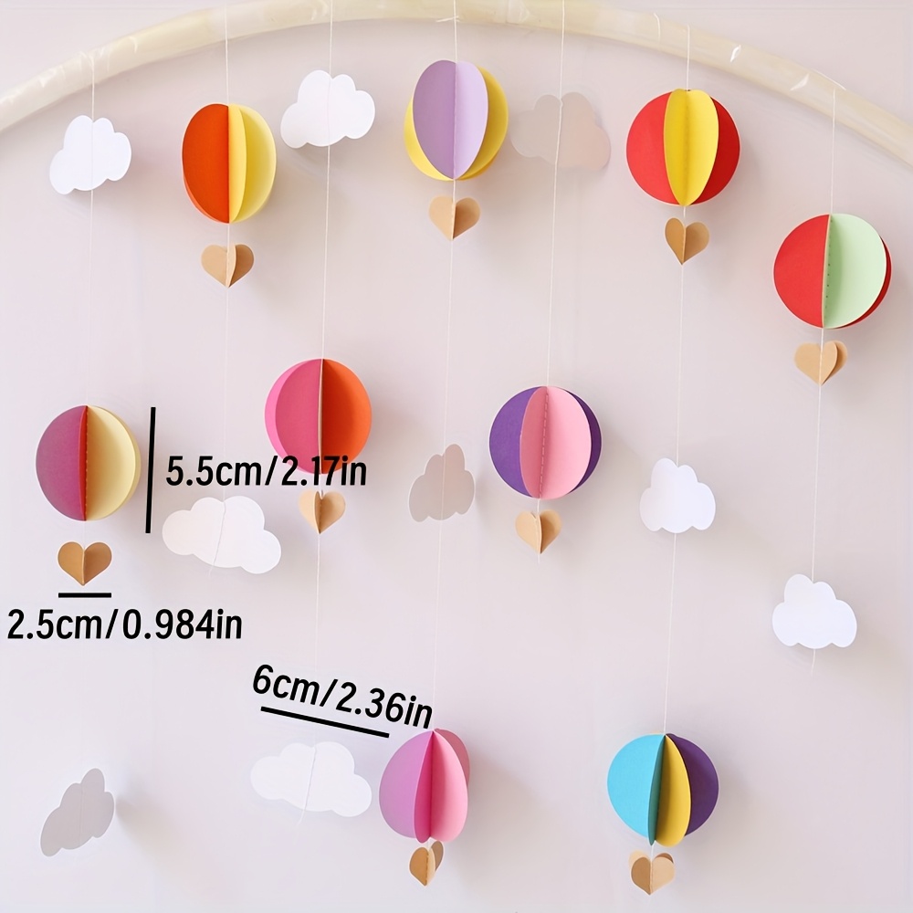 Image of 1set Of Colorful Hot Air Balloons And 3d Garlands - Hanging Decorations For Home Bedrooms, Weddings, Birthdays And More