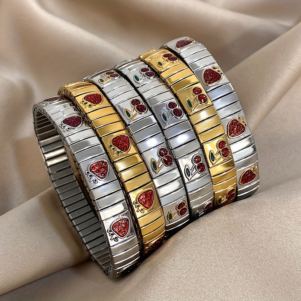 

Stainless Steel Jewelry Women Men Bracelet Bangle Strawberry Series