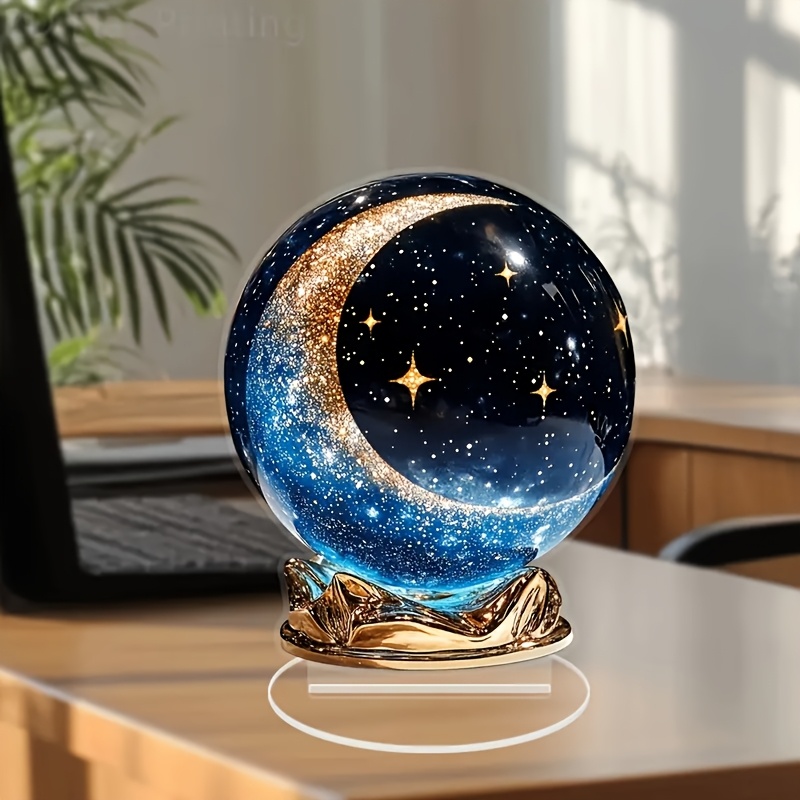 

1pc Acrylic Crystal Ball With And Design, Tabletop Decorative Sphere For Office, Bedroom, Home Garden, Indoor & Outdoor Use, Ideal Gift For Holidays - No Electricity Or Battery Needed