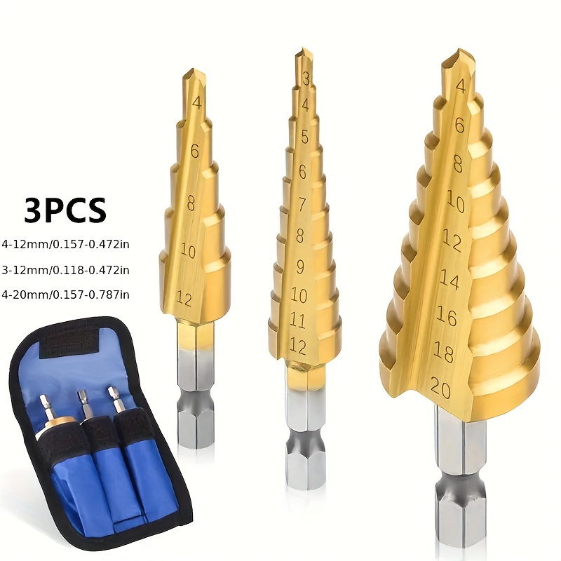 

3pcs Step Drill Set For Metal And Woodworking - High-speed Steel Reamer With Multiple Cutting Sizes - Durable And Versatile Tool For Diy Projects