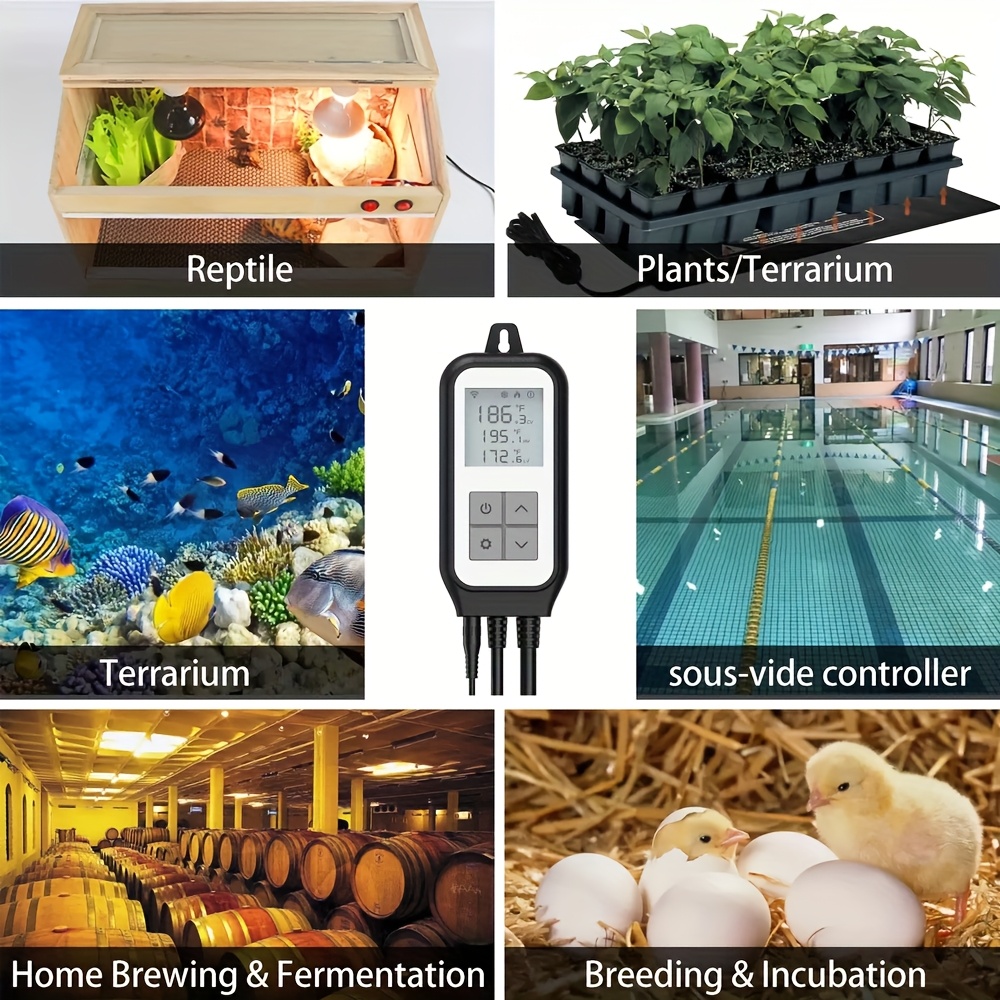 Regolatore di temperatura e termostato con Wi-Fi e spina europea da 230 V, dotato di presa digitale controllabile tramite app, con sonda termica, ideale per incubatrici, birrificazione, serre, terrari