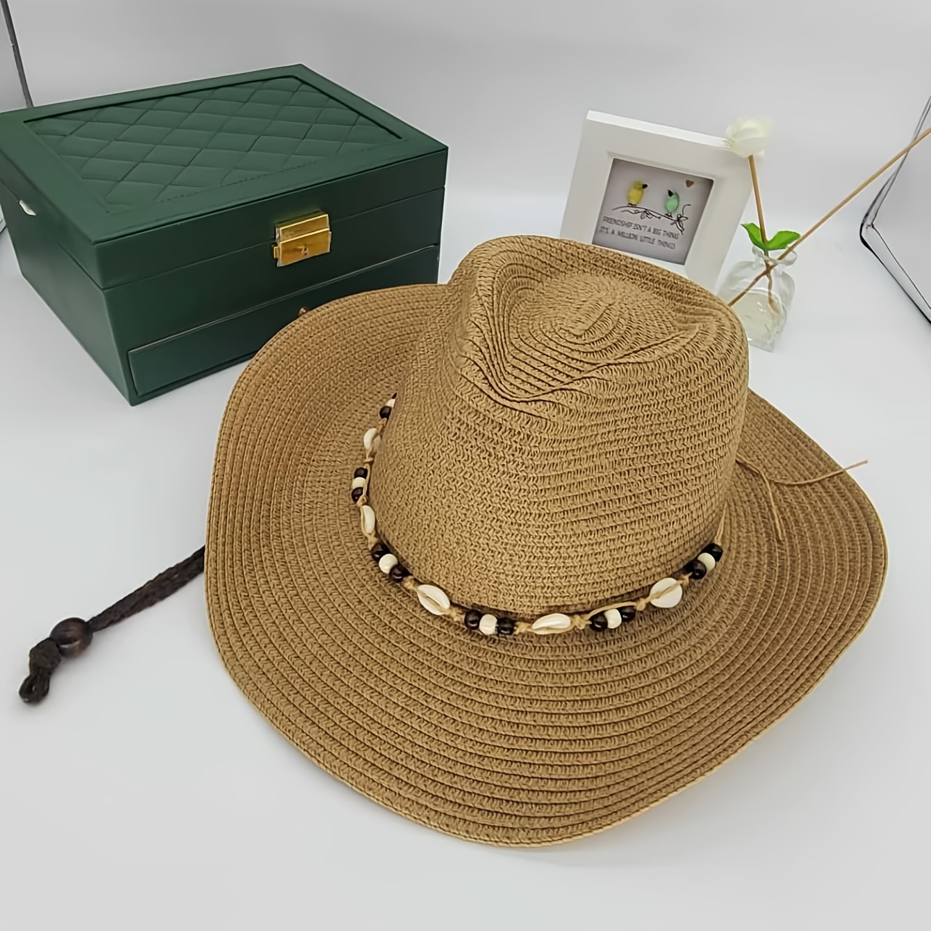 TEMU Panama Straw Hat, Openwork Cowboy Hat, Unisex Sun Hat, Suitable For Outdoor, Casual, Beach, And Vacation Use