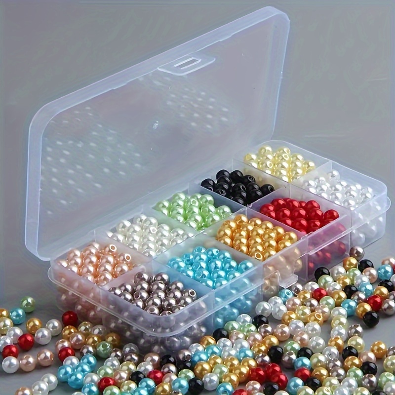 

630-piece Beading Kit - 10 Color Assortment 6mm Pre-punched Abs Pearls For Jewelry Making, Diy Bracelets, Necklaces, And Craft Supplies
