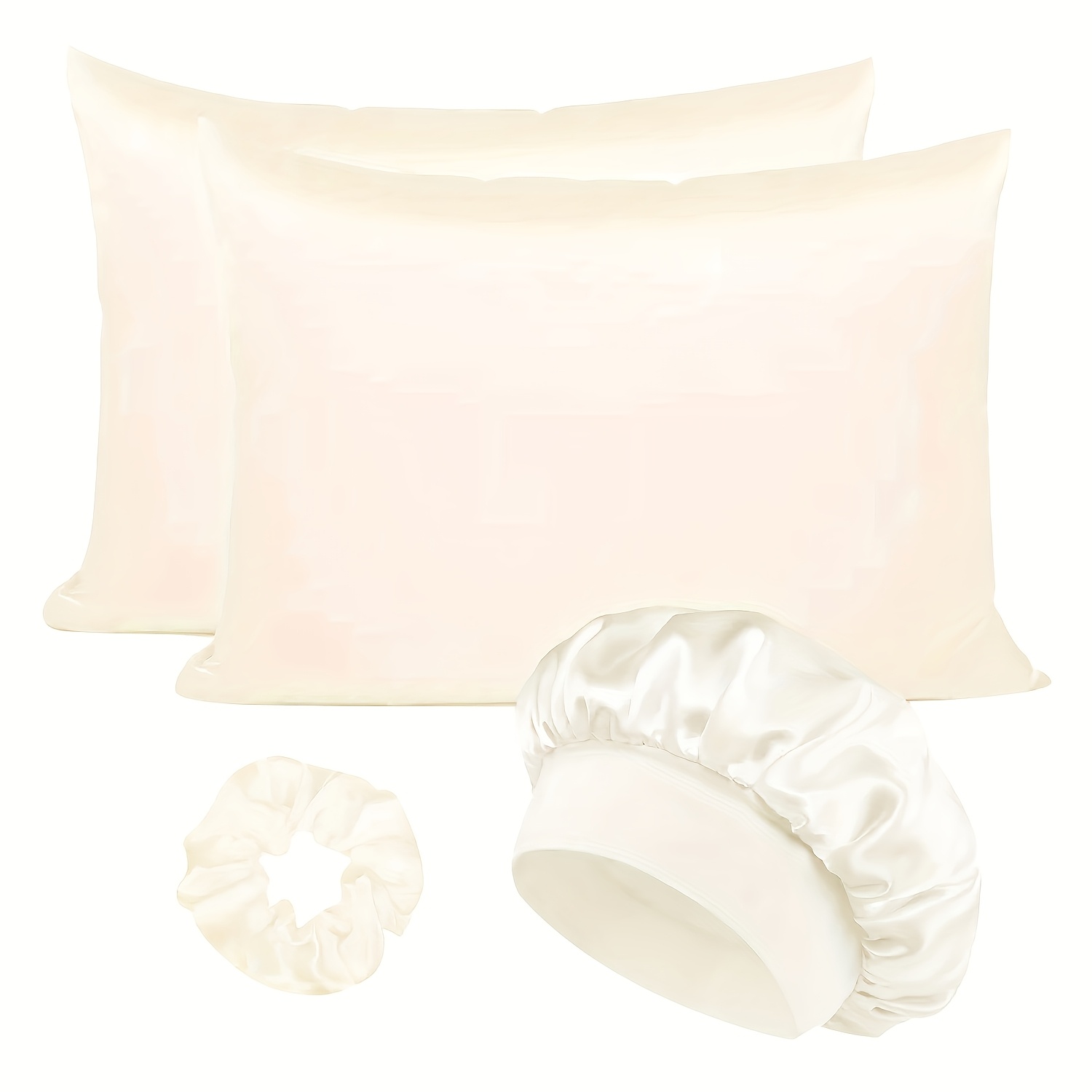 Set of 4 Luxurious Satin Pillowcases: Gentle on Skin, Breathable, And Includes Hair Ties - Ideal for Hair And Skin Maintenance in Solid Colors, Comes with Hair Rings, Great Gift Idea
