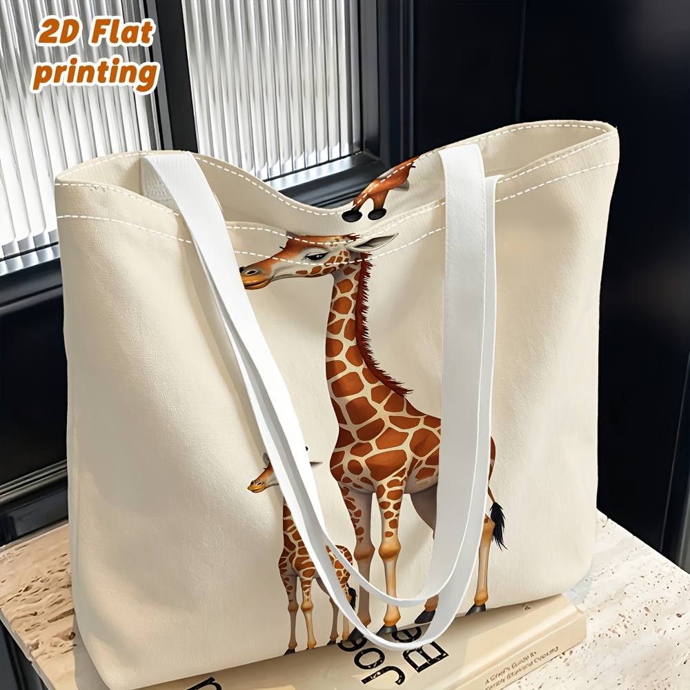 TEMU 1pc Giraffe Mom And Standing Pattern Print Women's Shoulder Bag, Crossbody Bag Hand/backpack Dual-use Reusable, Exquisite , Lightweight Large