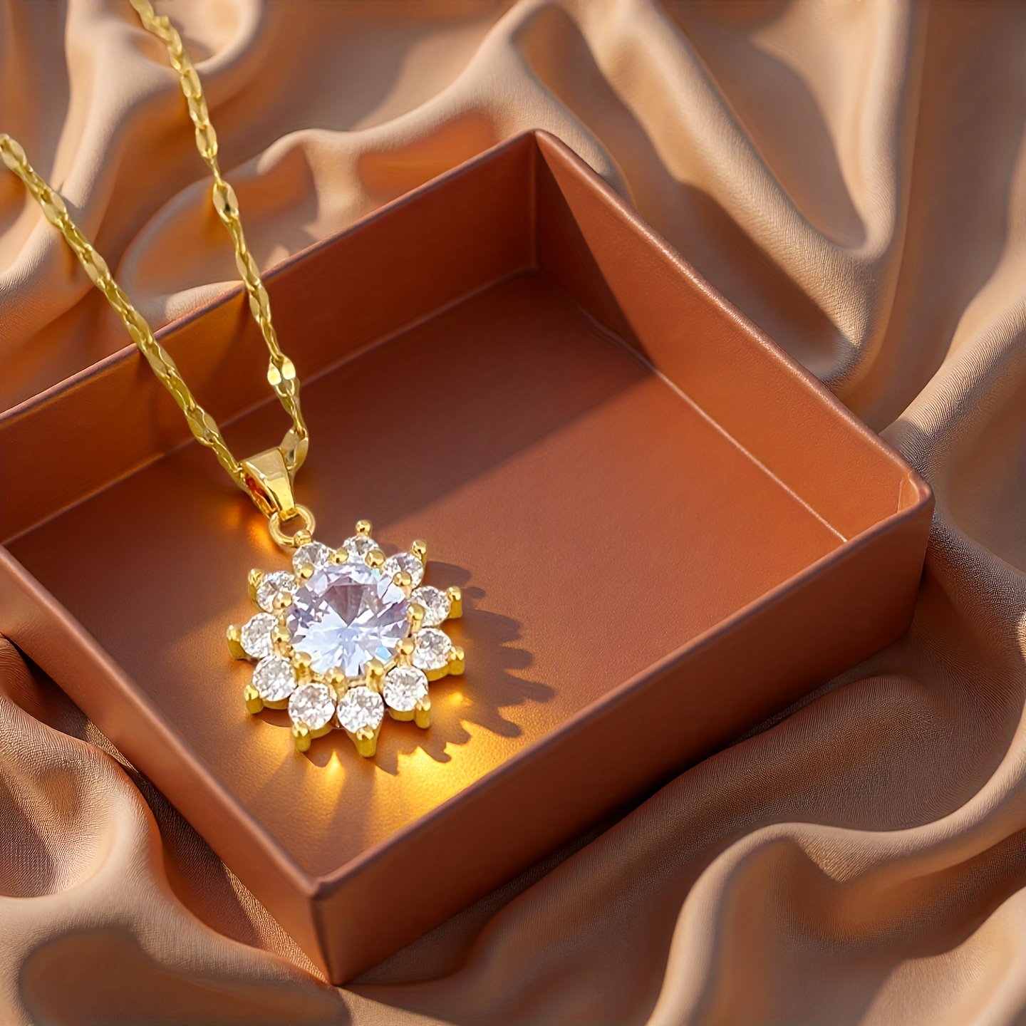 TEMU Collier pendentif pour femme avec et incrustés de synthétique, accessoire tendance en acier inoxydable hypoallergénique et résistant à la