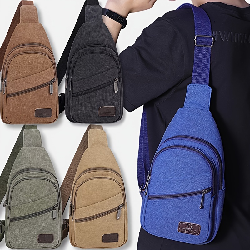 

Large Capacity Sling Backpack Bag, Men Canvas Crossbody Bag, Multipurpose Travel Cross Body, Lightweight 1 Strap Bag