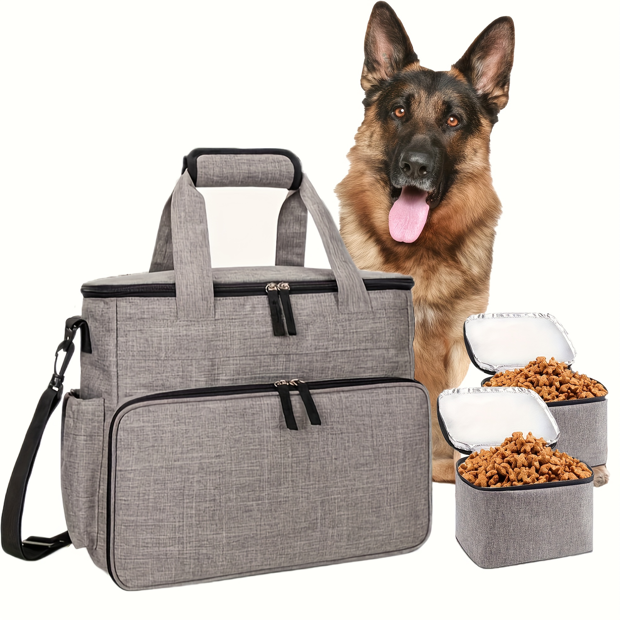 Dog Travel Bag Pet Travel Bag Set For Dogs And Cats Airline Approved Pet Travel Organizer With 2pcs Food Storage Containers Pet Travel Accessories