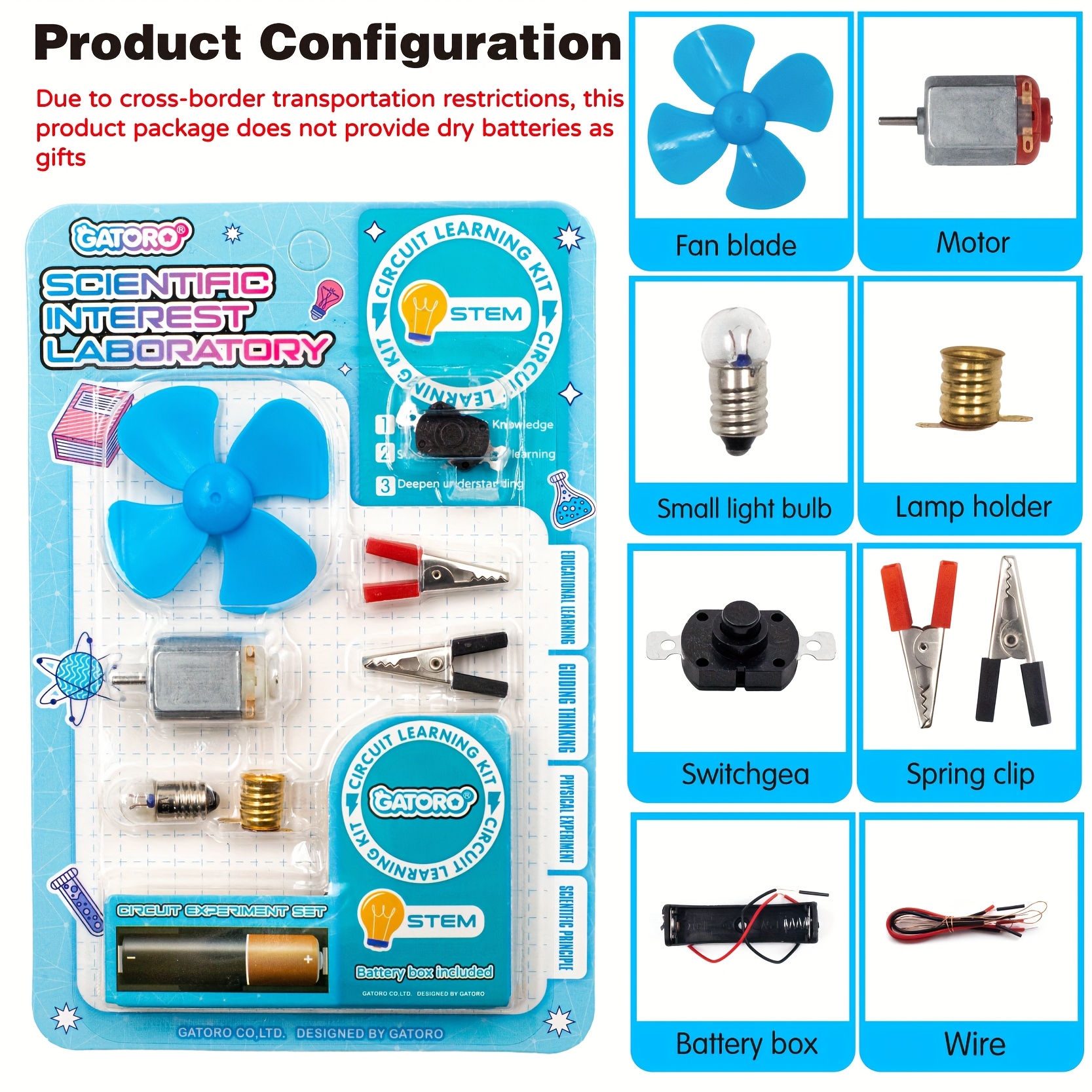 Random Fan Blades Color Electrical Circuit Experiment Kit