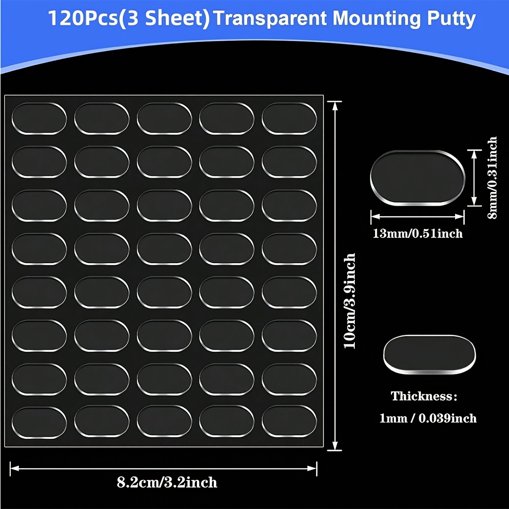120pcs Traceless Transparent Acrylic Double-sided Adhesive Dot Glue Traceless Glue, Strong Special Fixed Nano Transparent Adhesive Patch