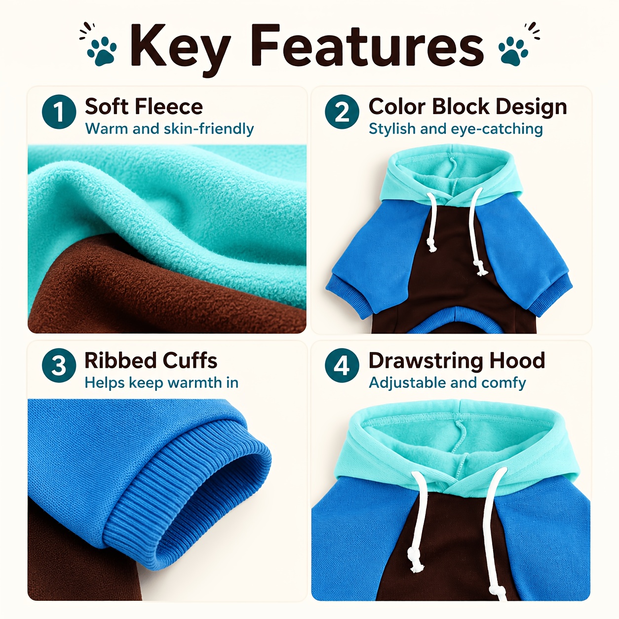comfortable elastic band hooded casual pet top windproof and cold resistant apparel for small medium and large dogs suitable for home and dog walking   breathable and machine washable puppy clothes with     Product details 4