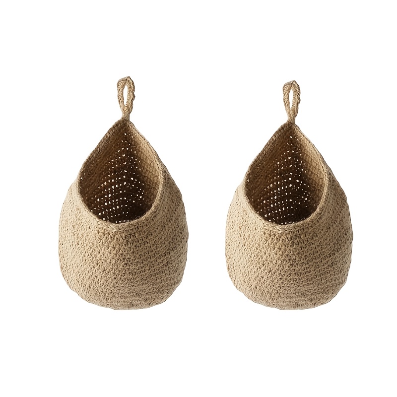 2pcs Handcrafted Hanging Baskets Suitable For Kitchen, Living Room And Bedroom Decoration, Durable And Breathable, Can Store Fruits, Vegetables And Other Items, For Storage