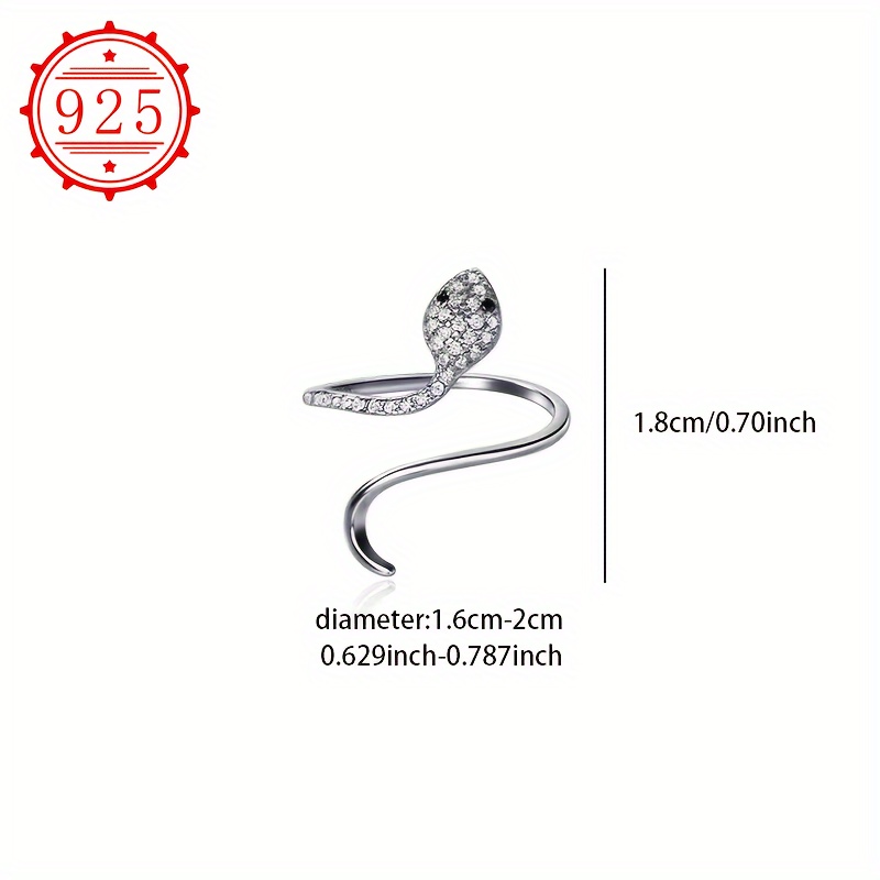 925 Silver Snake Shaped Ring, Women's Wedding Band