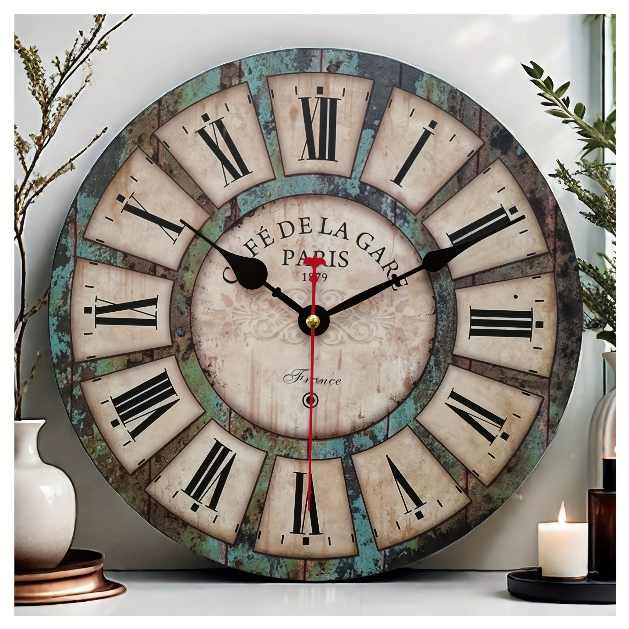 

Rustic Country Outdoor Clock For Patio, Silent Wood Clocks For Outdoor Wall Decoration, Retro Farmhouse Walls Decor