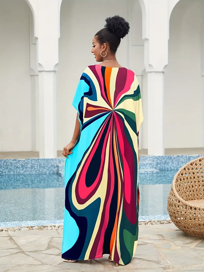 womens boho style loose fit colorful tie dye maxi dress - Temu womens boho style loose fit colorful tie dye maxi dress - Temu