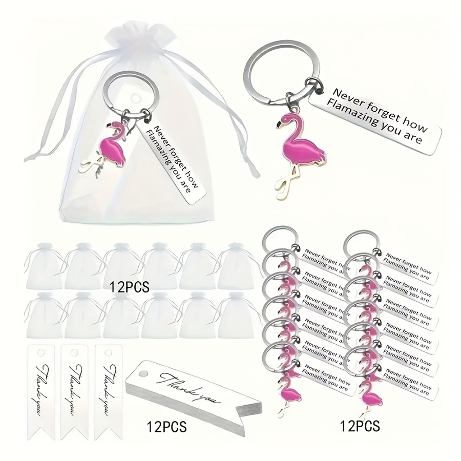Image of 36pcs/12sets Inspirational Flamingo Keychains With Stainless Steel Tag, " How You Are" - Perfect Gift For Any Occasion, Party Favors, New Year's Gifts, Team Appreciation Presents
