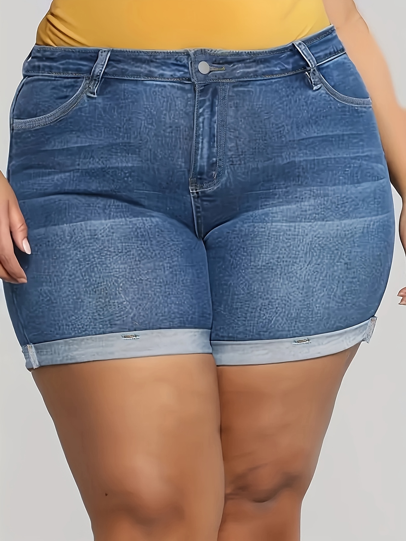 womens plus size high waisted stretch denim shorts Temu Germany