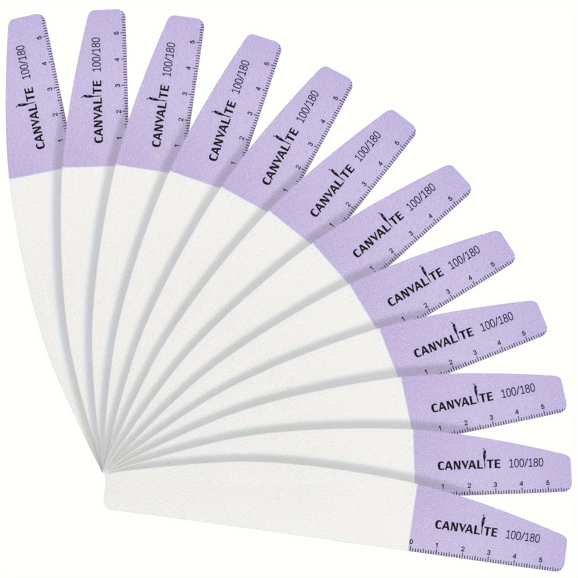 TEMU Canvalite 12pcs Nail File Professional Nail File Reusable Double-sided Emery Board (100/180 Grit) With Graduated Line Nail Styling Tools For