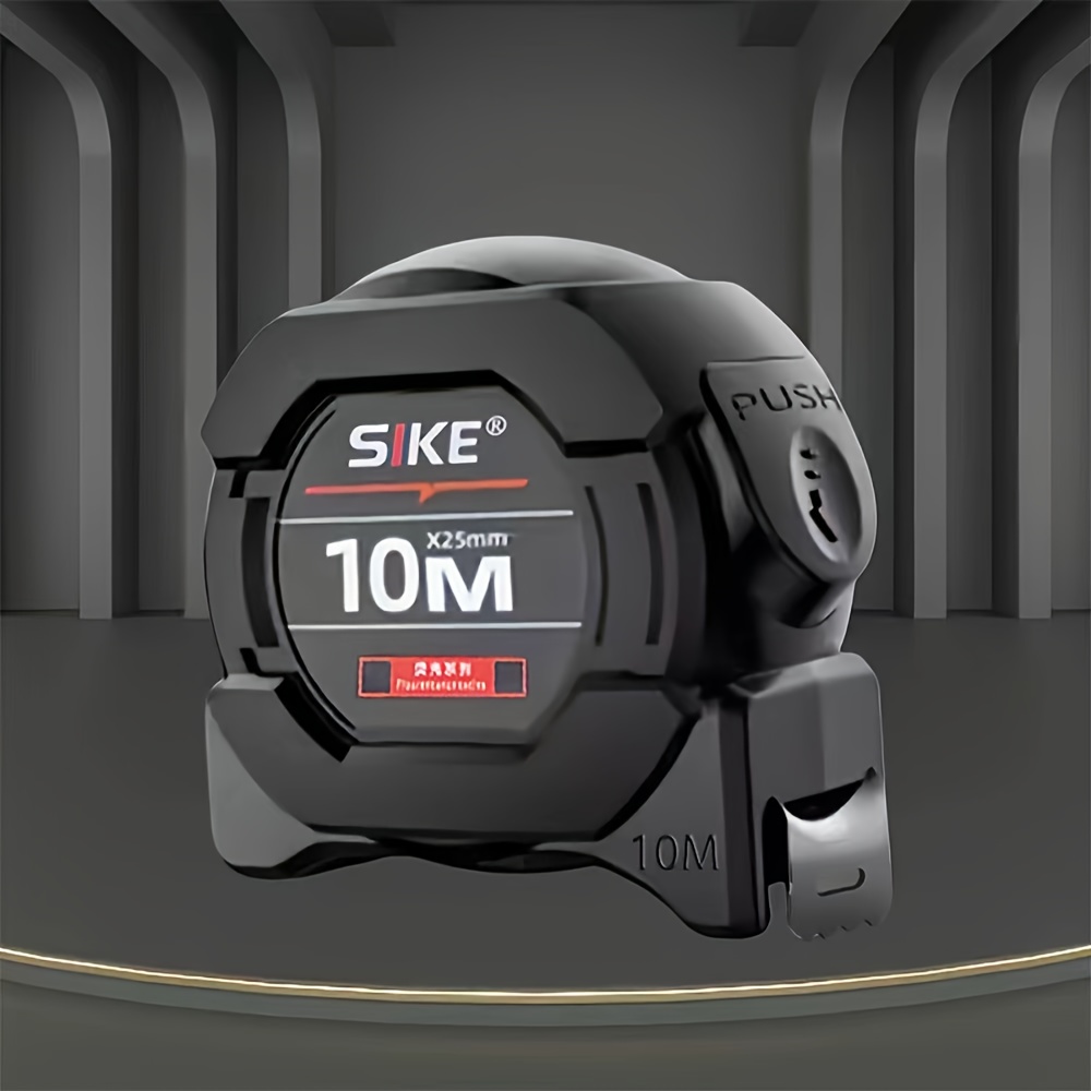 Image of Fluorescent Steel Tape Measure - Heavy-duty Thickened Retractable Tape Measure With Self-locking Design, Laser-engraved - Stylish Black Casing, High-contrast Dark Mode For In Low-light Environments