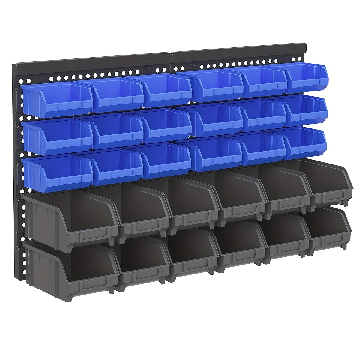 

Wall-mounted Tool Organizer With 30 Storage Bins And Durable Pegboard - Plastic Hanging Bin Rack For Garage Workshop Organization - No Power Supply Needed