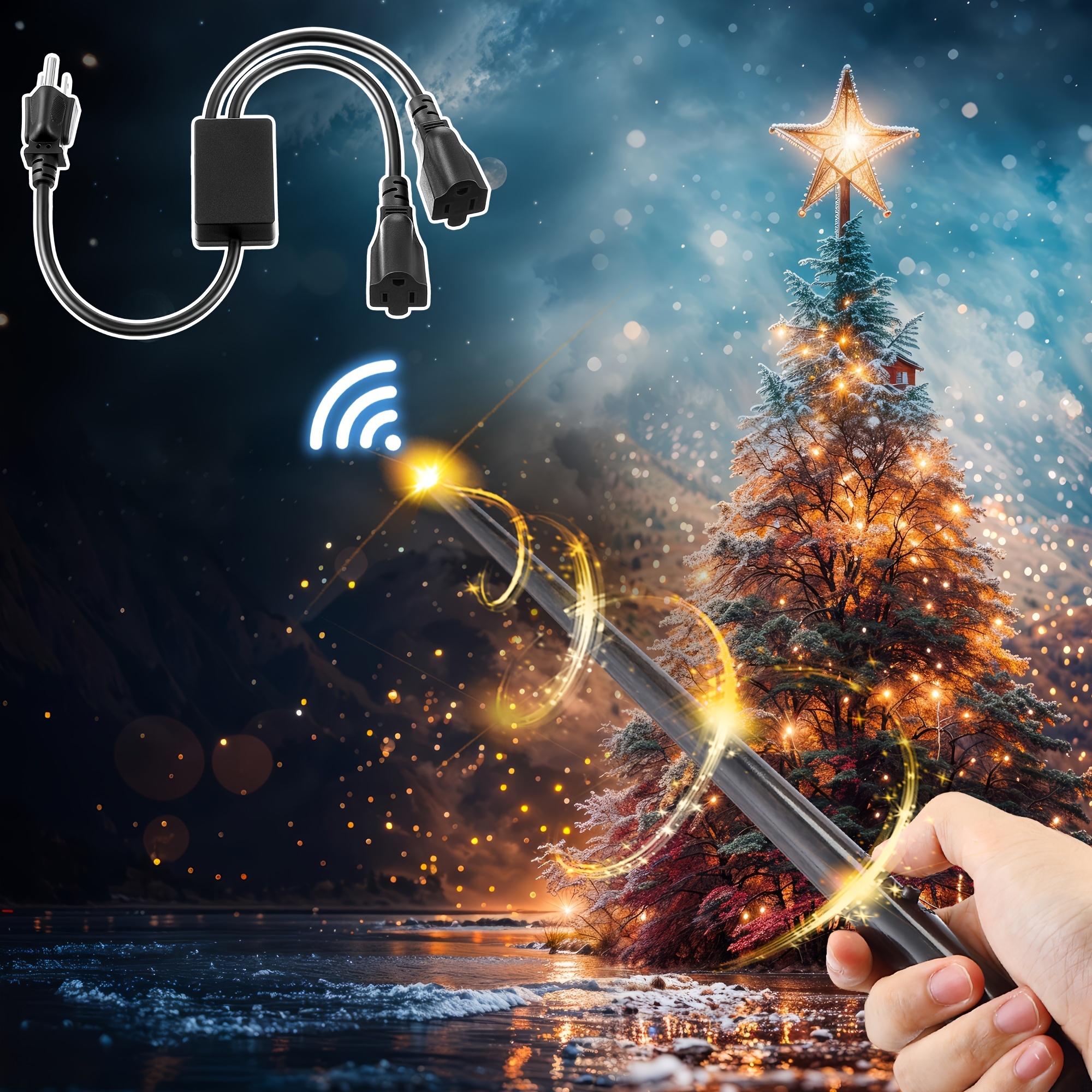 

1 Set Wand Remote Control With 2 Extension Cord Remote Control Wireless Electrical Plug Switch Kit For Lighting Christmas Trees Holiday Lantern Xmas Lights Decorations