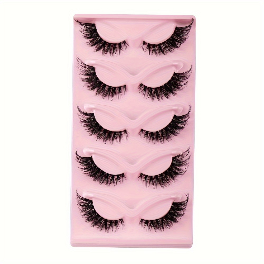 5 Pairs of Luxurious Cat Eye False Eyelashes, Multi-layered