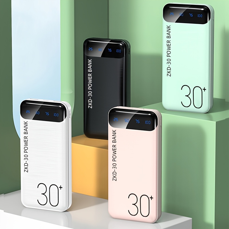 30000mah portable power bank large capacity power bank 1 usb c 2 usb ports dual output lightweight and compact suitable for office use   outdoor activities live broadcast perfect gift outdoor charging station stylish device design large capacity charger