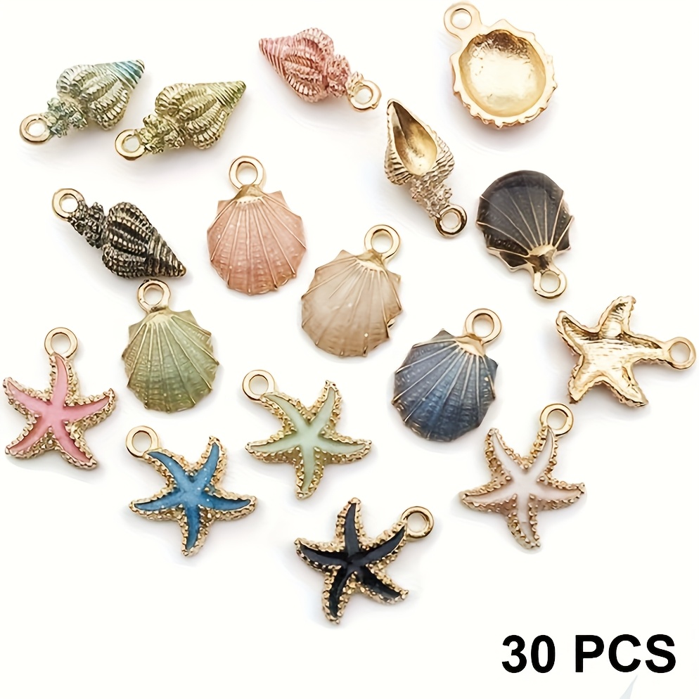E-shop 30 Stück Sortierte Emaille Ozean Seestern Muschel Schmuckanhänger für Schmuckherstellung Halskette Armband Ohrring Schmuck Zubehör Charms