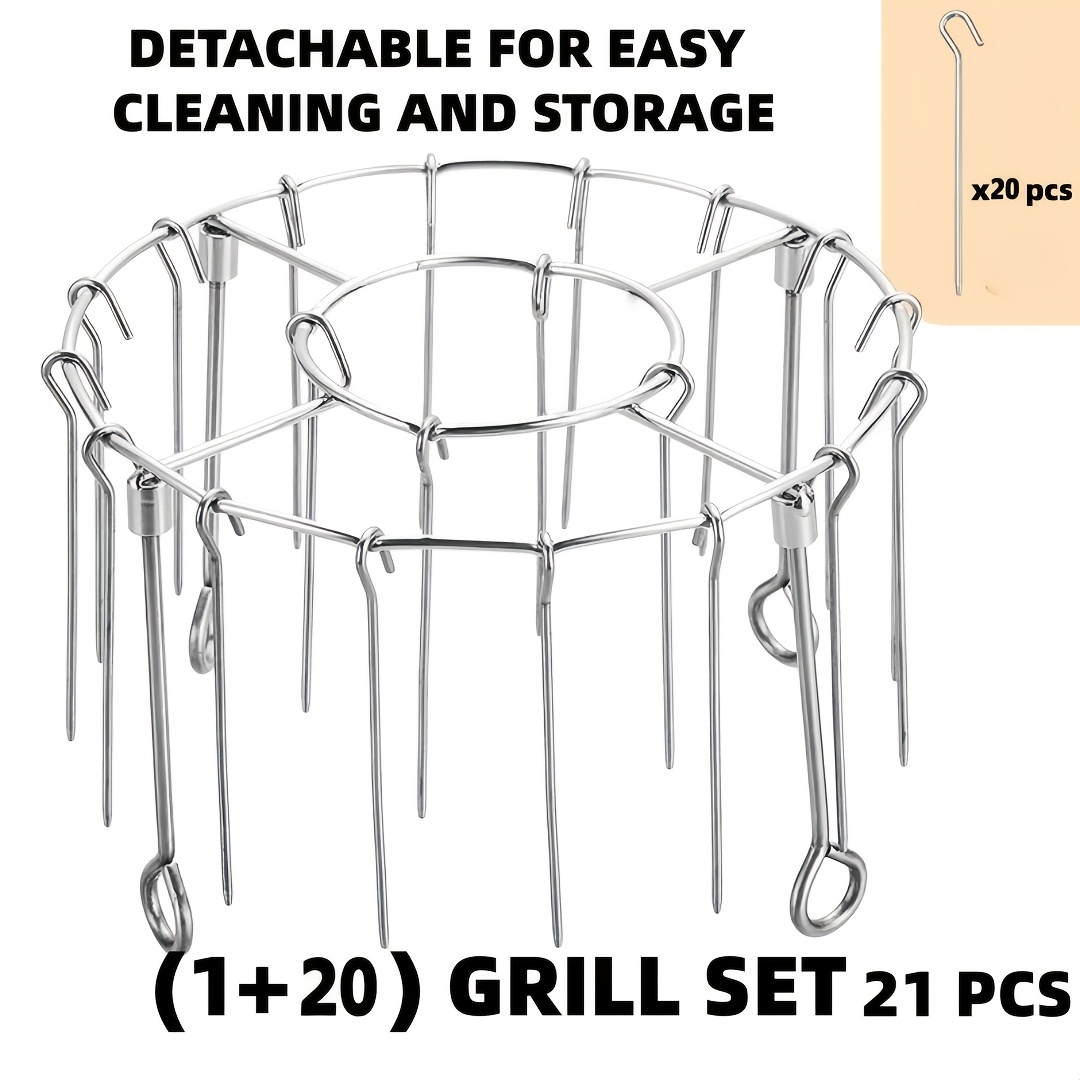 TEMU 304 Stainless Steel For Air Fryer With 14-21 Strings, Suitable For 3qt-6qt Air Fryer Ovens, Essential For Kitchen And Outdoor Grilling, Heated