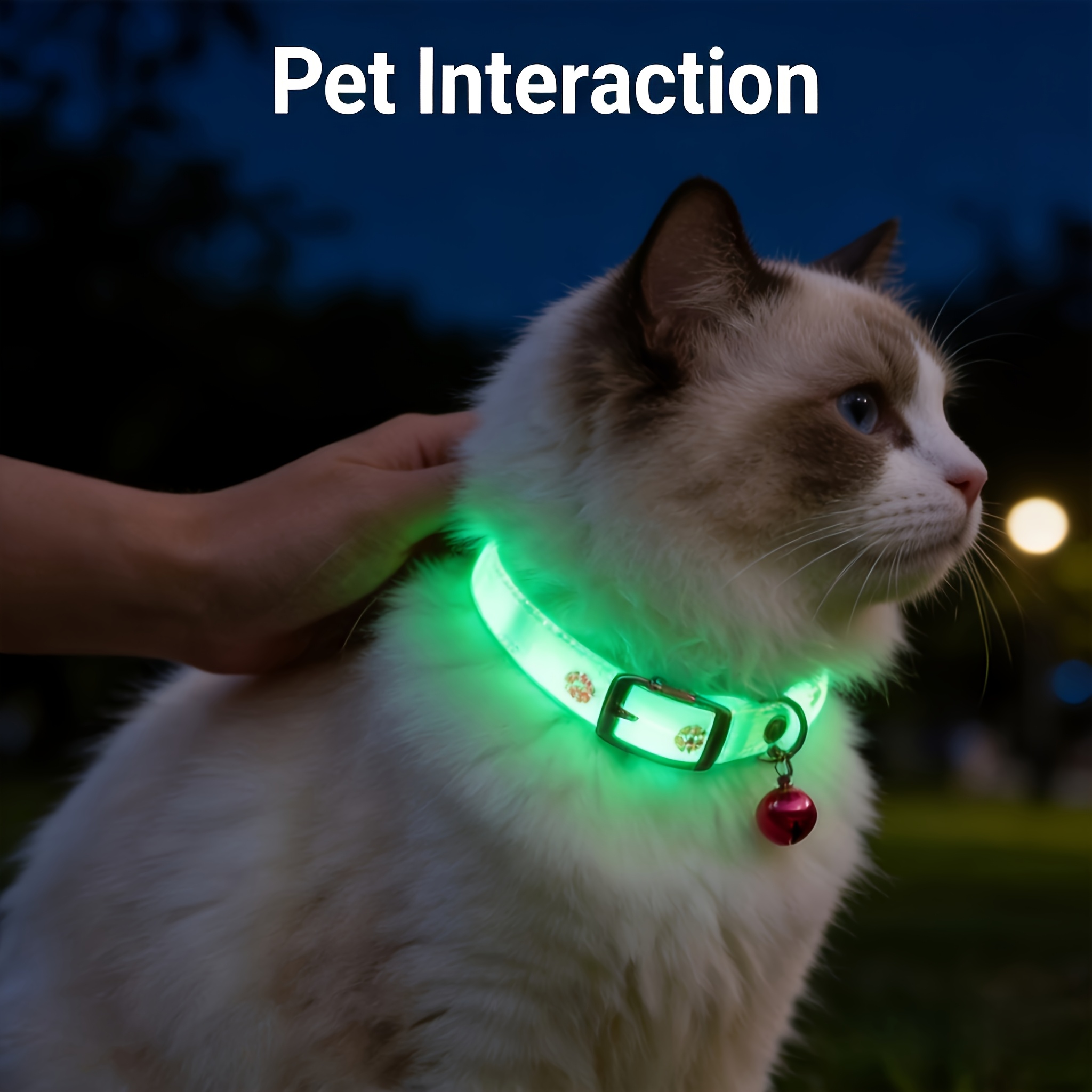 TEMU 2pcs Pet Collar Set (1 Collar + 1 Bell) No Charging Fluorescent Pet Collar Night Walking Dog Anti-lost Built-in Fluorescent Neck Ring (color