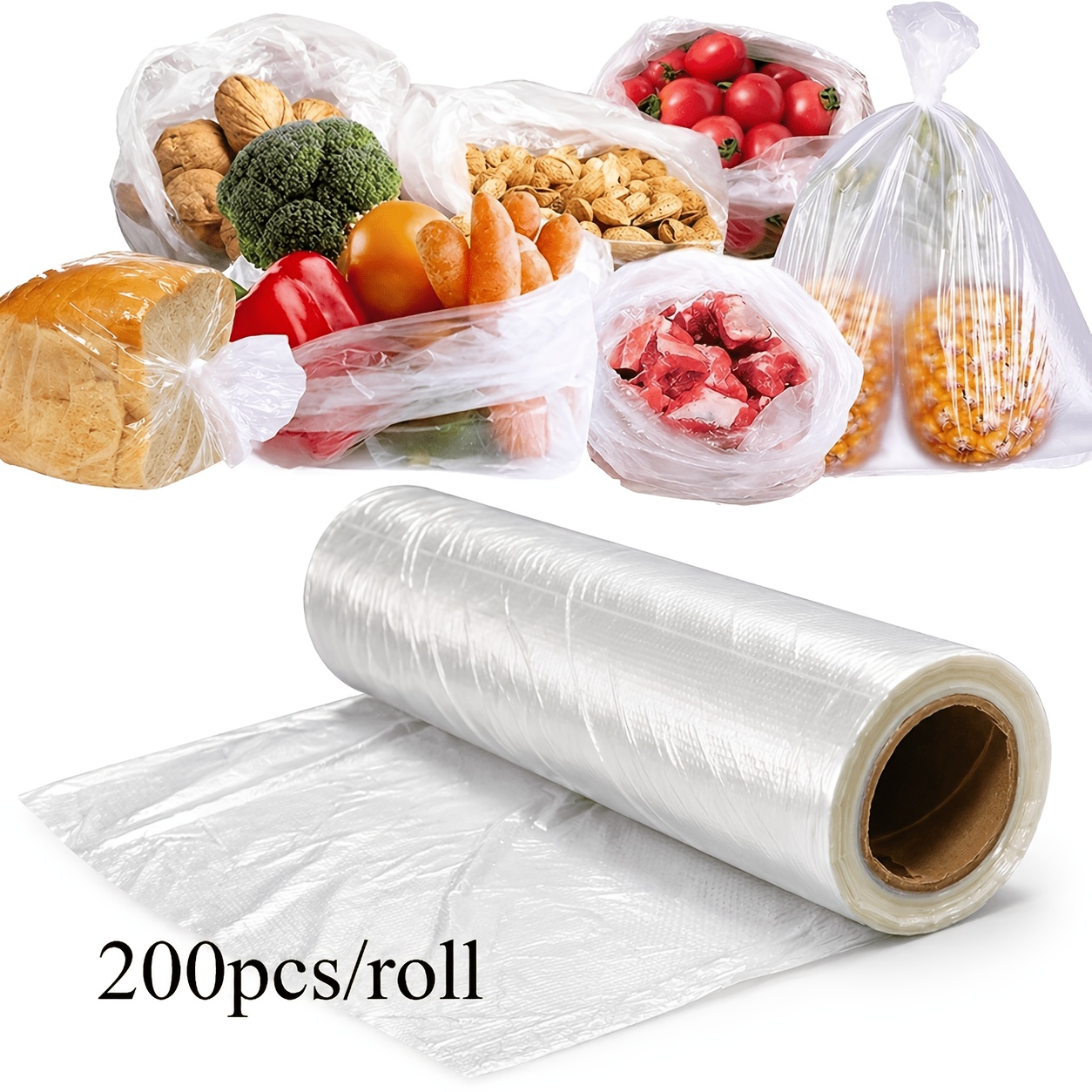 200pcs extra large food bags clear durable and   store and home storage