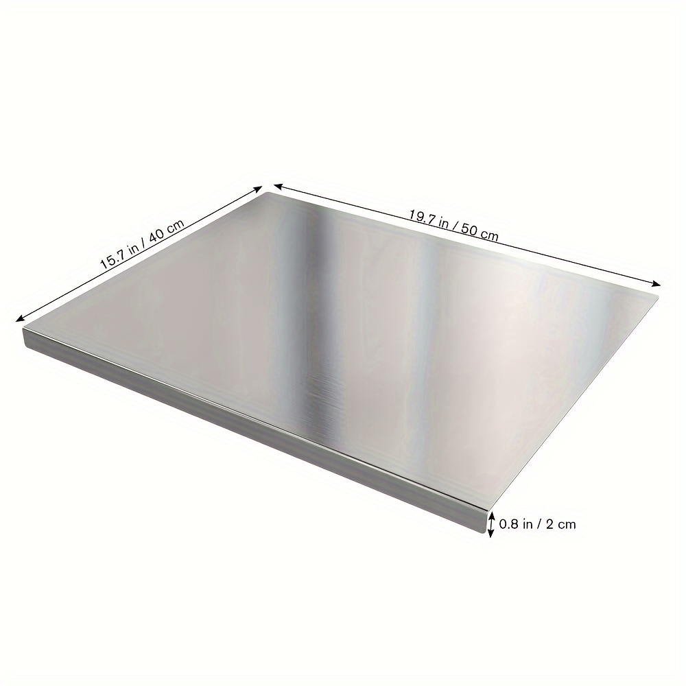 TEMU [popular Choice] Stainless Steel Cutting Chopping Board Dough Board Meat Bread Kitchen Worktop 50x40cm