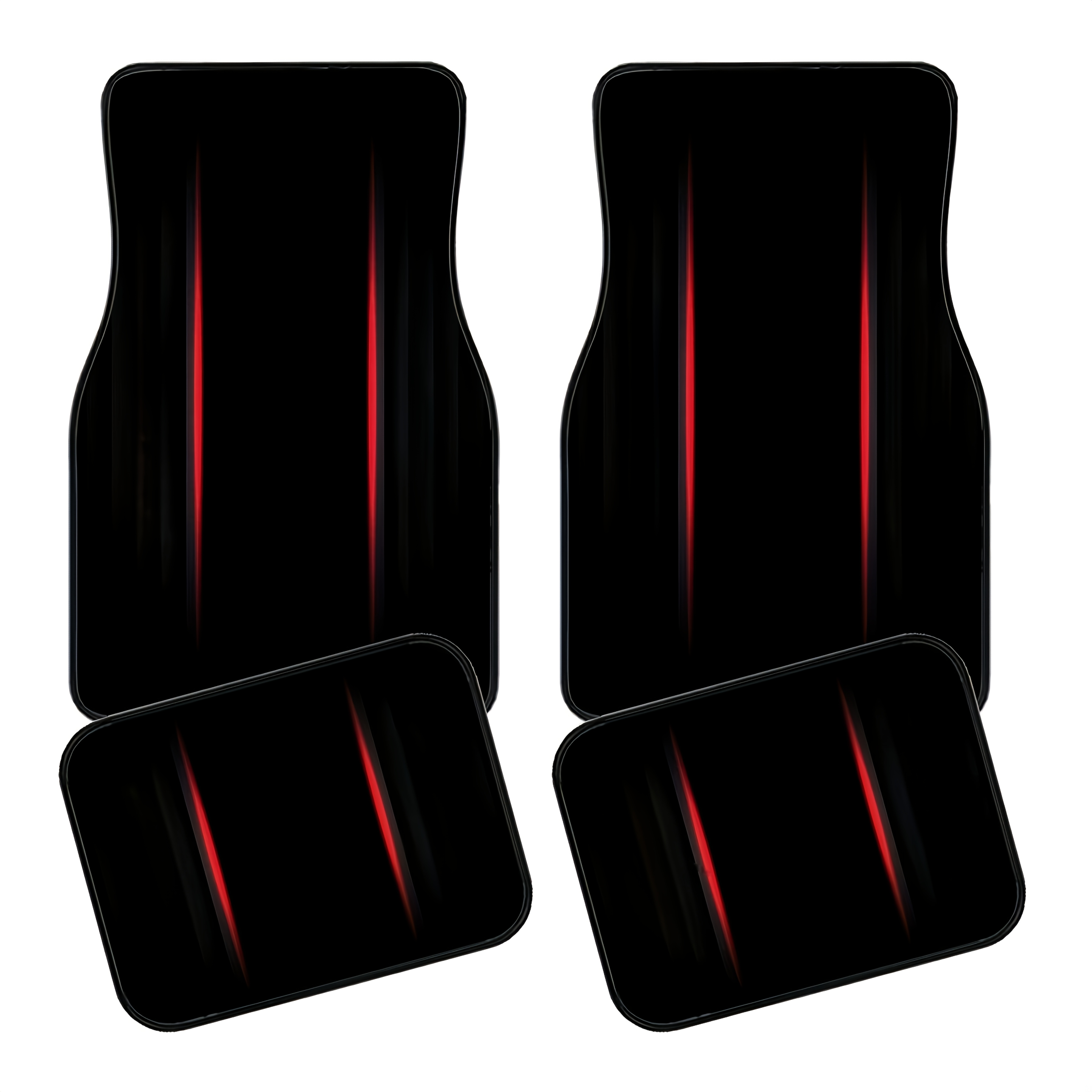 TEMU 4pcs Set Of Red Striped Pattern Car Floor Mats, Universal Models, Holiday Gift, Car Interior Additions 2d Flat Car Mats, 2d