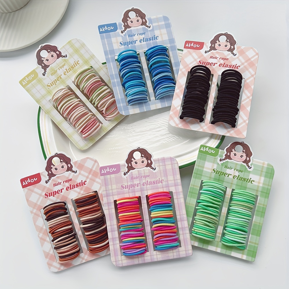 60pcs/Card Easy Basic Small Hair Tie Elastic No Damage