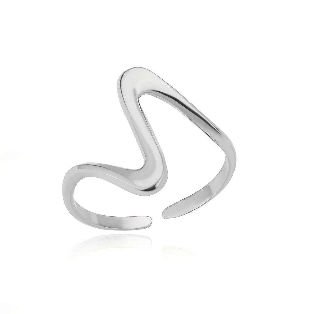 TEMU 1pc Minimalist Stainless Steel Ring, Bohemian Style Irregular Geometric Shape, 18k Gold Plated Adjustable Opening, Perfect For Daily Wear, Party