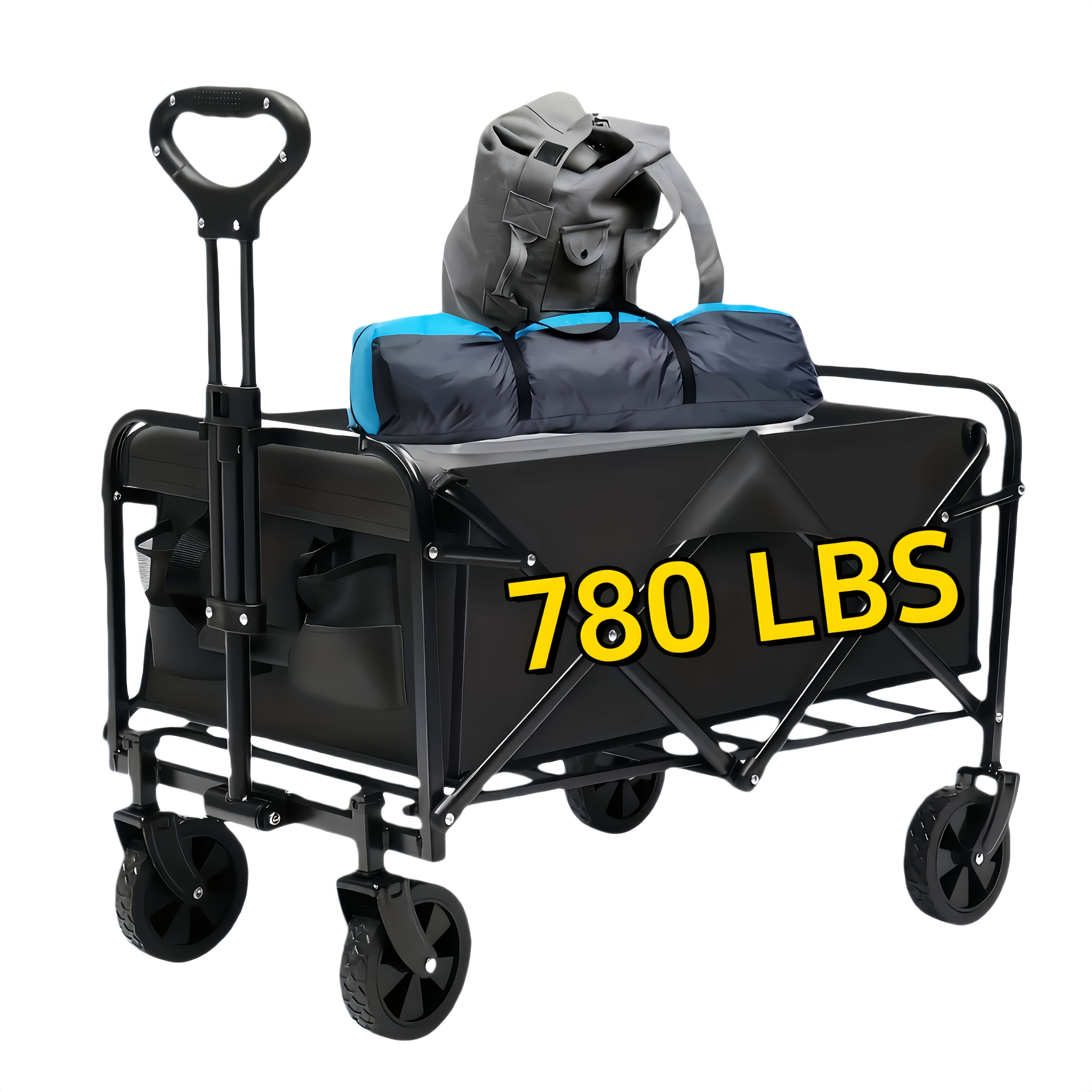 heavy duty all terrain folding wagon with   capacity large capacity utility cart for yard shopping sports outdoor activities and gardening equipment black multifunctional utility wagon Product details 1