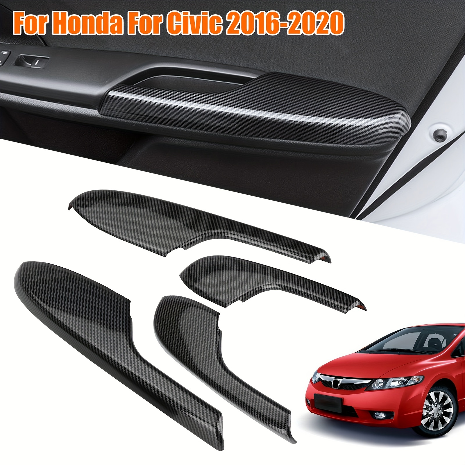 

Self-adhesive Carbon Fiber Armrest Cover, Interior Door Armrest Panel Trim For Honda Civic 2016-2020 - Against Wear