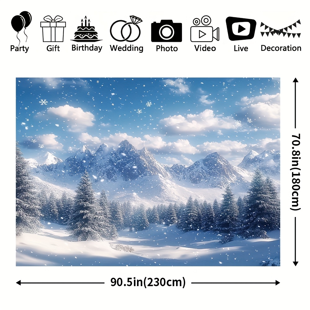 TEMU 1pc Rustic Polyester Winter Backdrop, And Forest Scene, No Power Needed, Ideal For Christmas Yard & Garden Decor, Winter Decorations