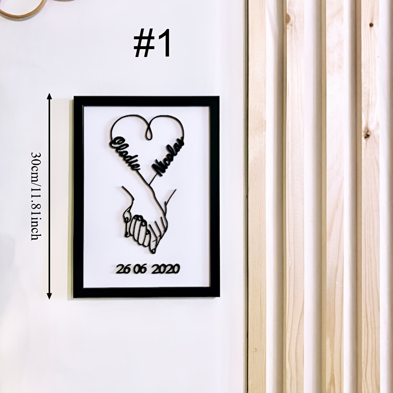 TEMU Custom Wooden Name Plaque, Couple Holding Hands Design, Valentine's Day Gift, Anniversary Gift, Wedding Favor, Wooden Plaque, Couple's Vow Sign,