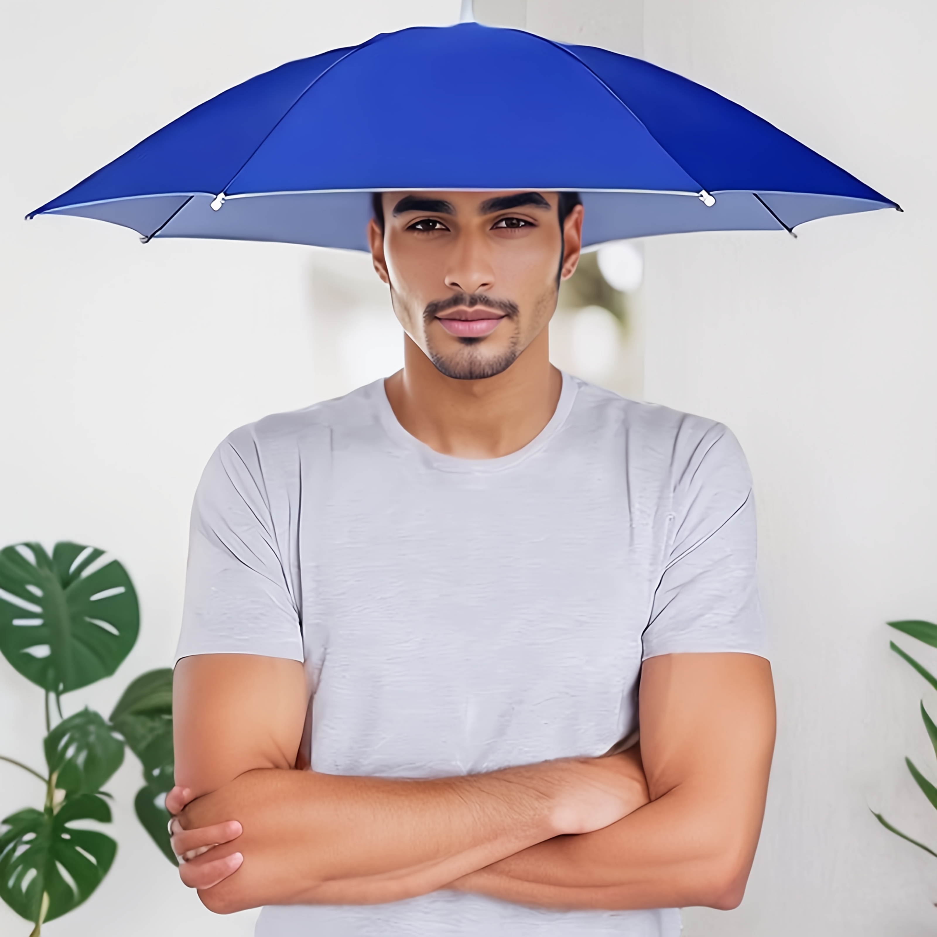 TEMU 1pc Lightweight Outdoor Umbrella With Elastic Band & Hood - Dual-use Rain & Suitable For Fishing,, Travel - Compact Portable With Wide Canopy,