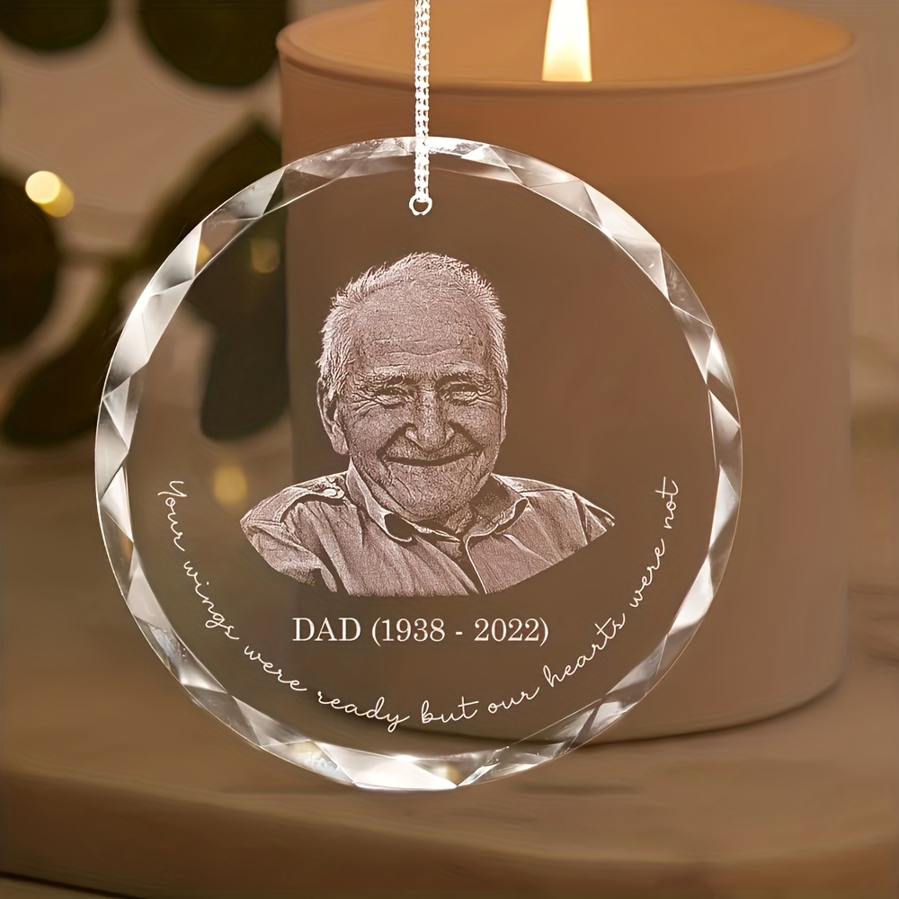 Image of Personalized Memorial - Engraved With Photo & Messages, Elegant Hanging Decoration For Christmas/father S Day/memorial Day, Gift For Lost Fathers & Grieving Families, With Detailed Engraving