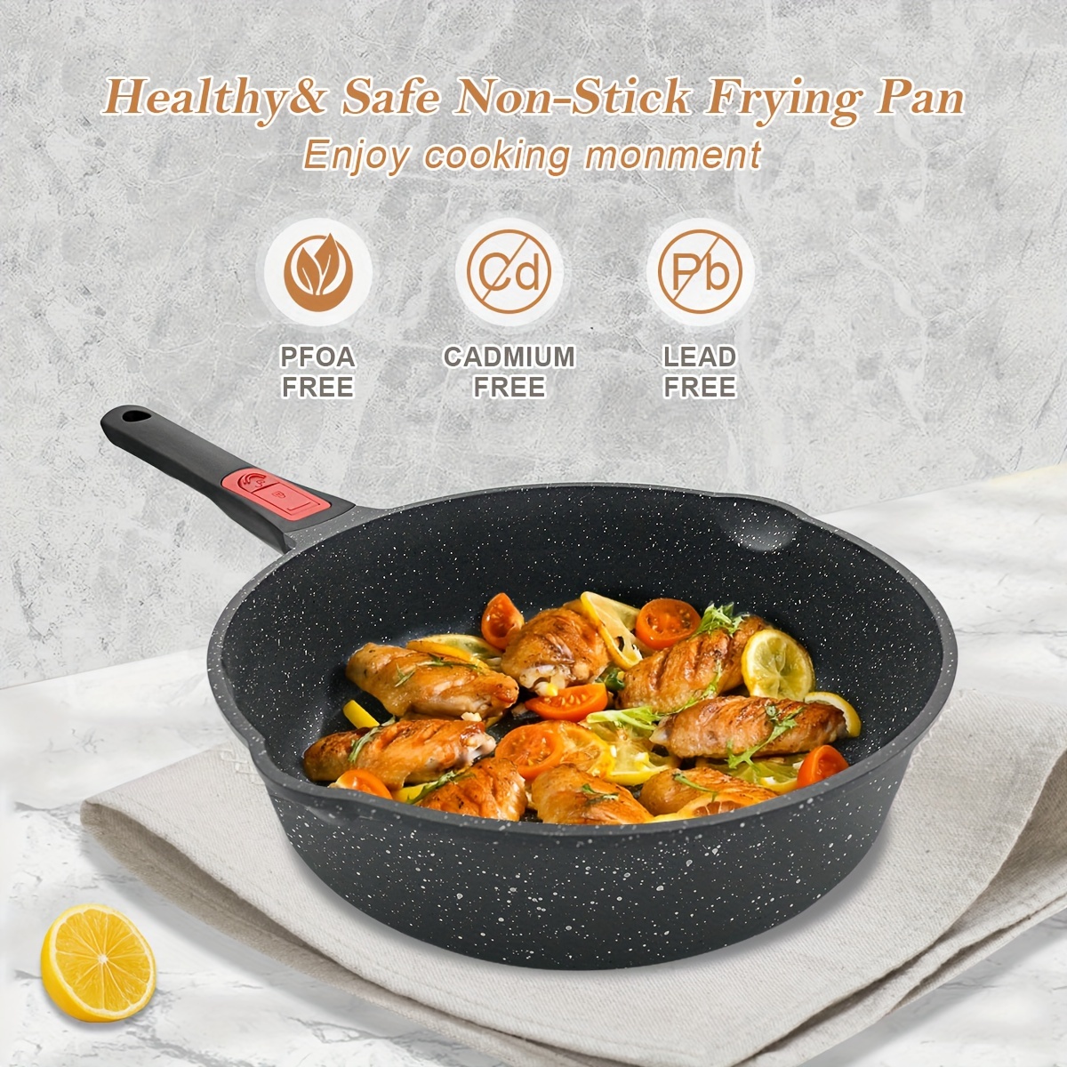 

Nonstick 9.5 Inch Pan With Lid, Free, Oven & Dishwasher Safe, Suitable For All Stovetops