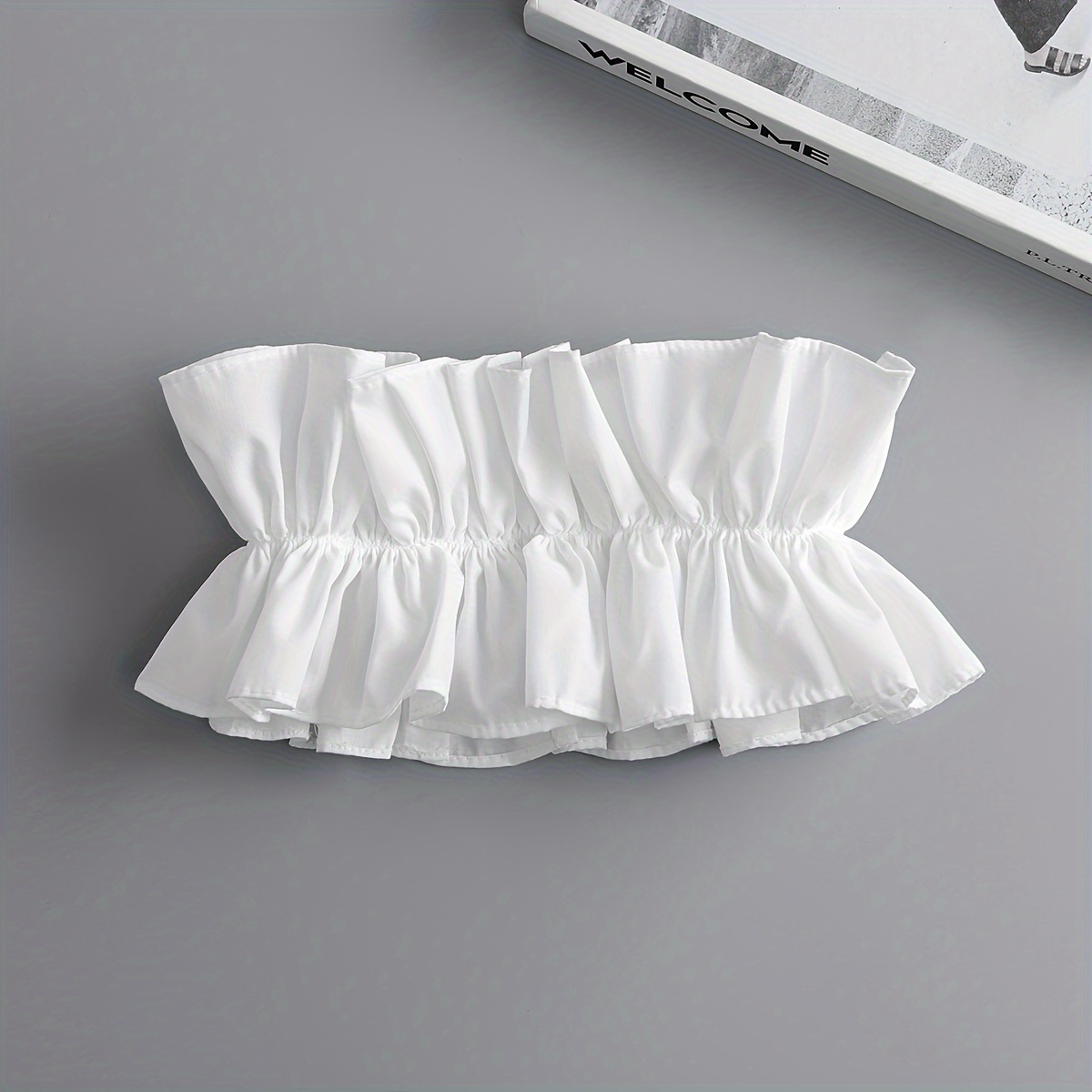 A White Decorative Collar For Women With Double Lace Ruffles